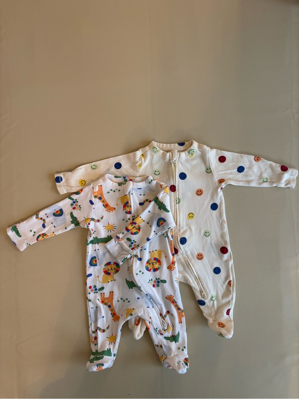 Old Navy Multi-Color Baby One-Piece Bundle - Smiley & Animal Prints - 2-way zip
